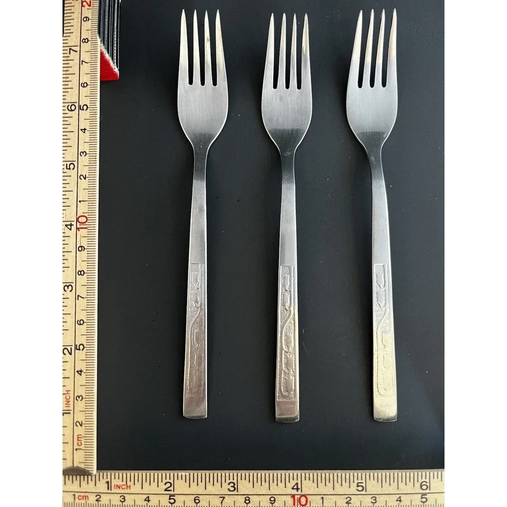 Vintage Gerlach Poland Kaszubski Dinner Forks Stainless Steel Kashubian Tulip 3p